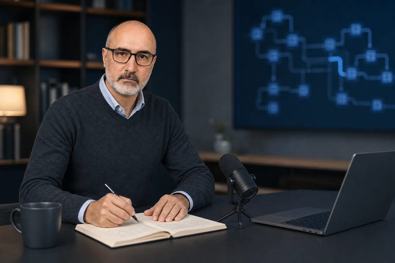 Sidney Rees preparing technology strategy insights in his studio